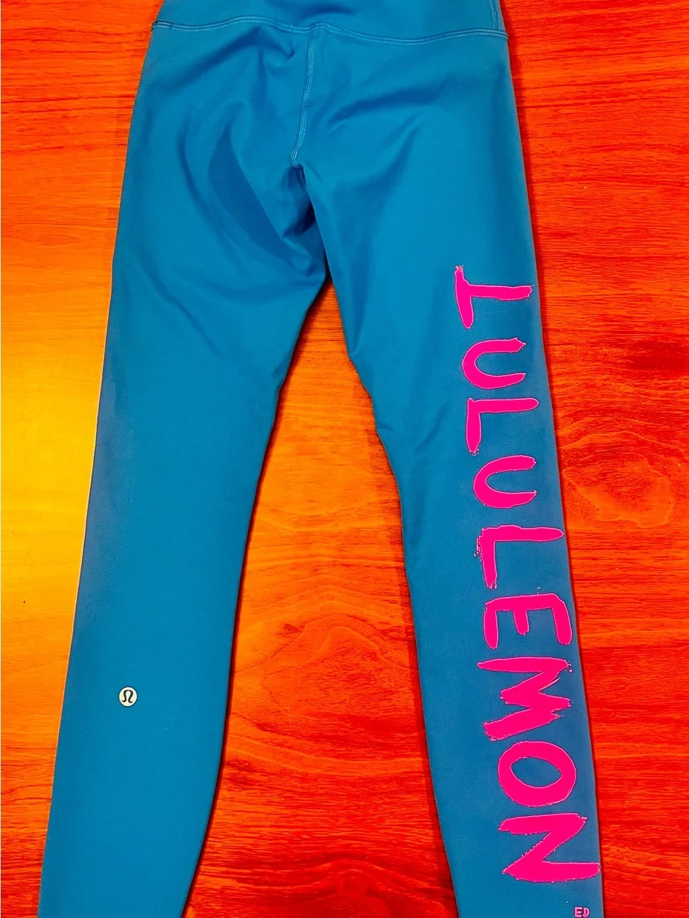 lululemon athletica Bright Blue High-Rise Leggings with Pink Side Logo